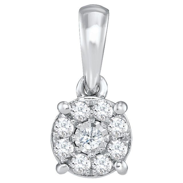9ct White Gold Diamond Pendant .10ct