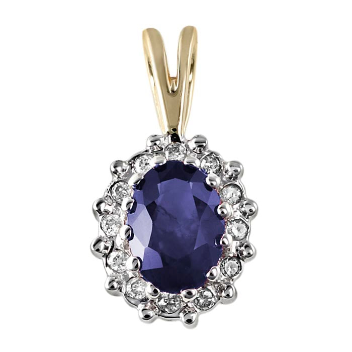 9ct Sapphire And Diamond Oval .07ct Diamond Pendant