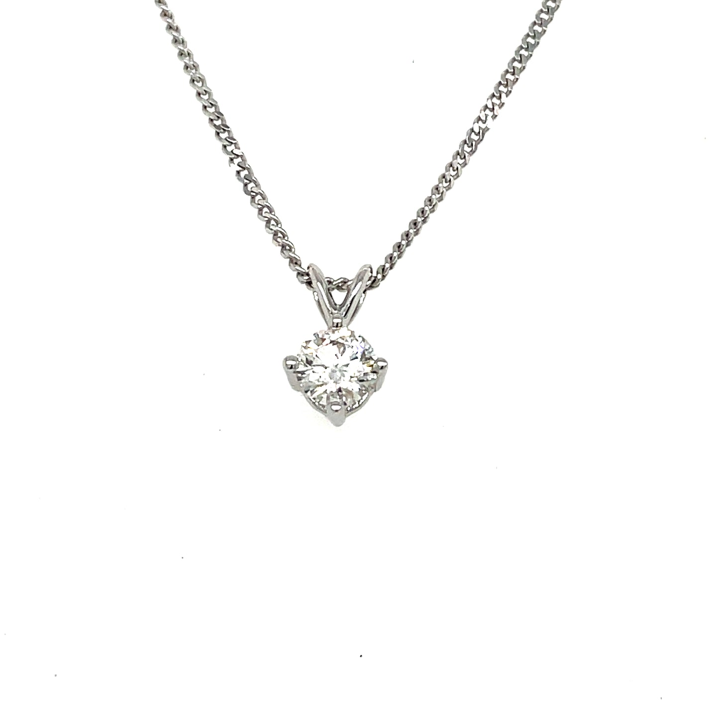 9ct White Gold 4 Claw Solitaire .30ct Diamond Pendant