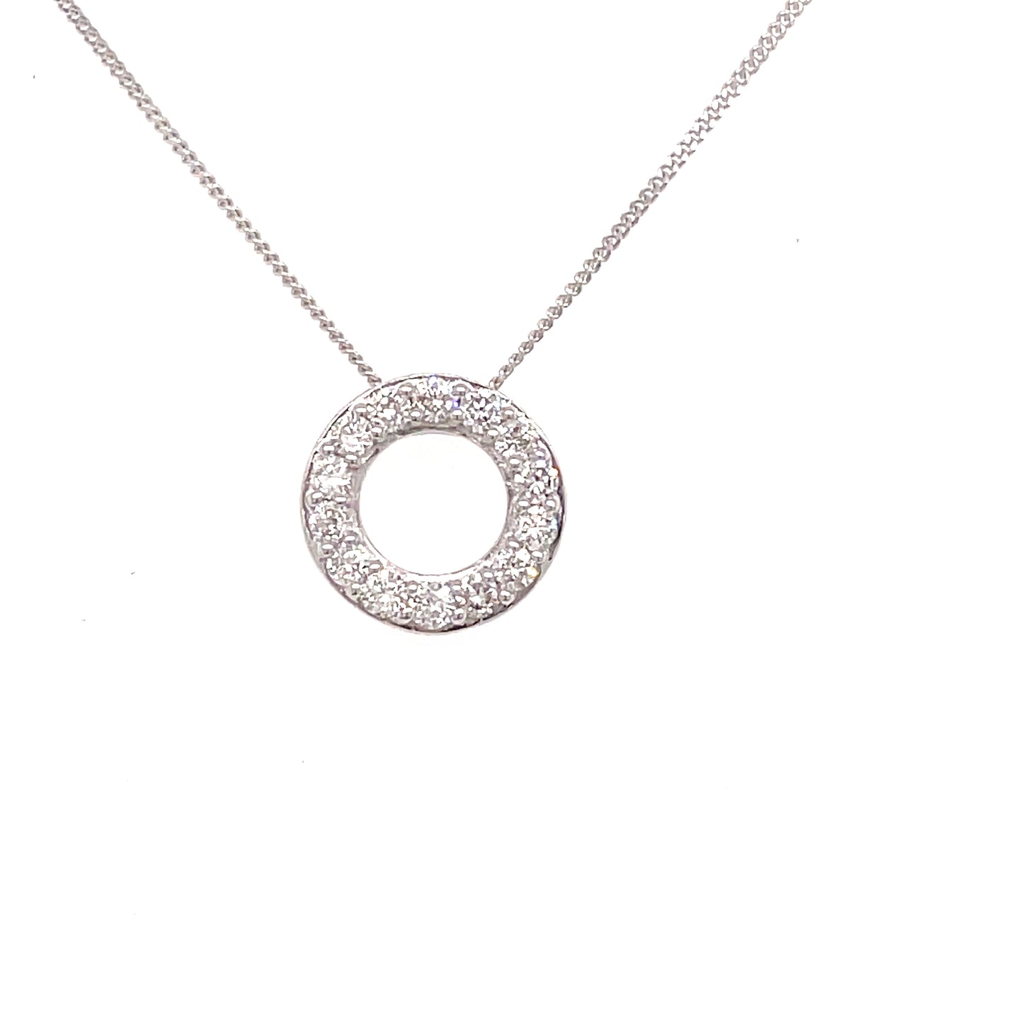 9ct White Gold Diamond Circle Pendant