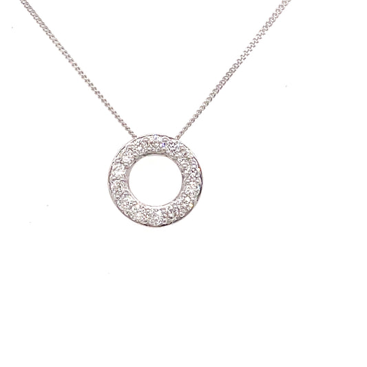 9ct White Gold Diamond Circle Pendant