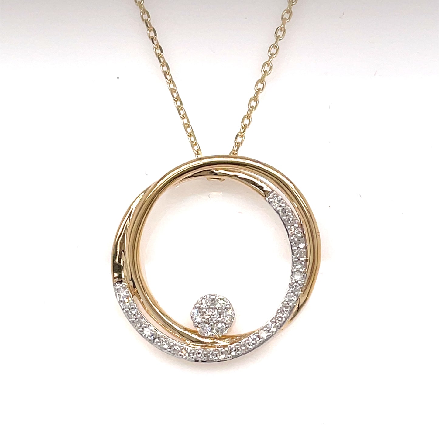 9ct Double Circle .13ct Diamond Pendant