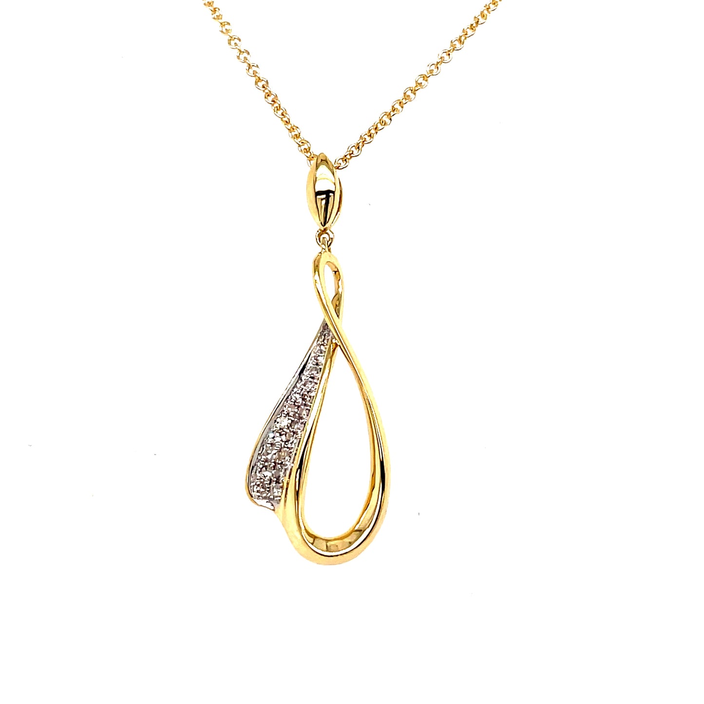 9ct Open Oval Diamond Pendant .07ct