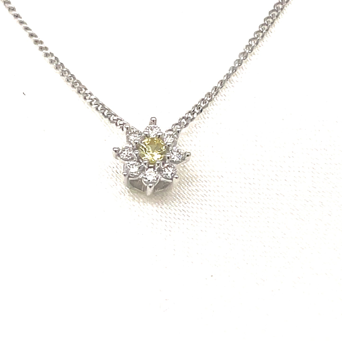9ct White Gold Diasy Cluster Diamond Pendant .06ct