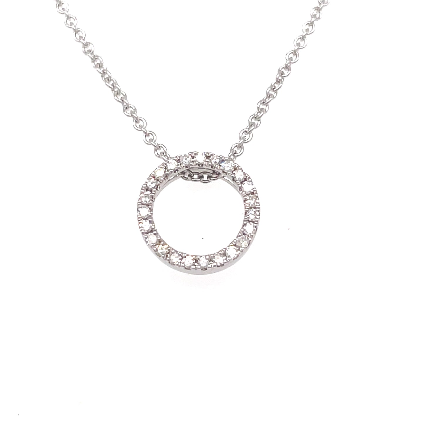 9ct White Gold Round Slider Diamond Necklet .07ct