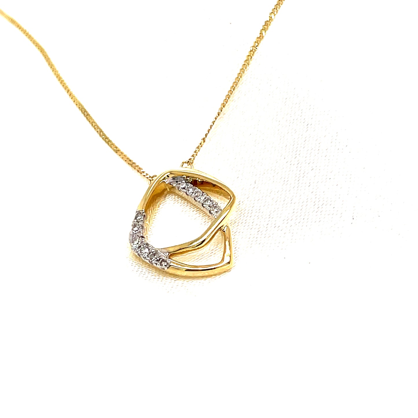 9ct Gold Open Square Diamond Necklet .06ct