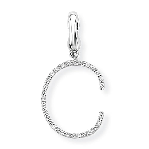 9ct White Gold Diamond Initial C Pendant