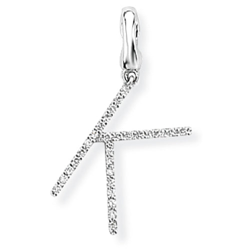 9ct White Gold Diamond Initial K Pendant