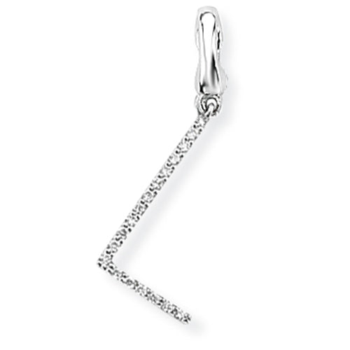9ct White Gold Diamond Initial L Pendant