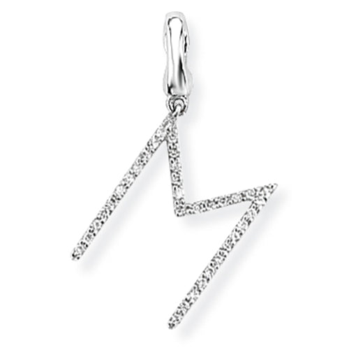 9ct White Gold Diamond Initial M Pendant