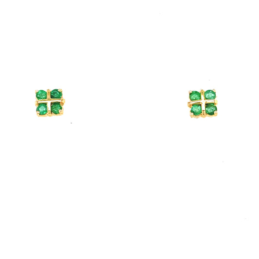 9ct Emerald Square Tension Set Earring