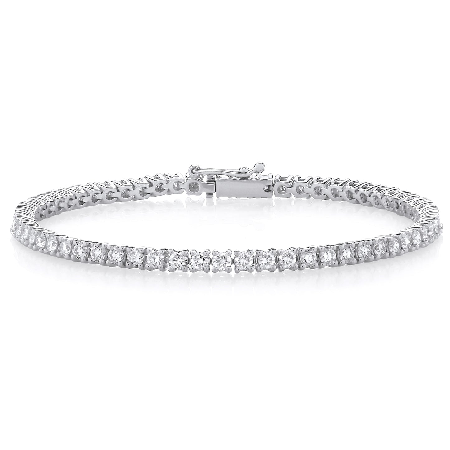 9ct White Gold Cultured Diamond Tennis Bracelet 3.00ct