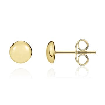18ct 7mm Flat Button Stud Earring