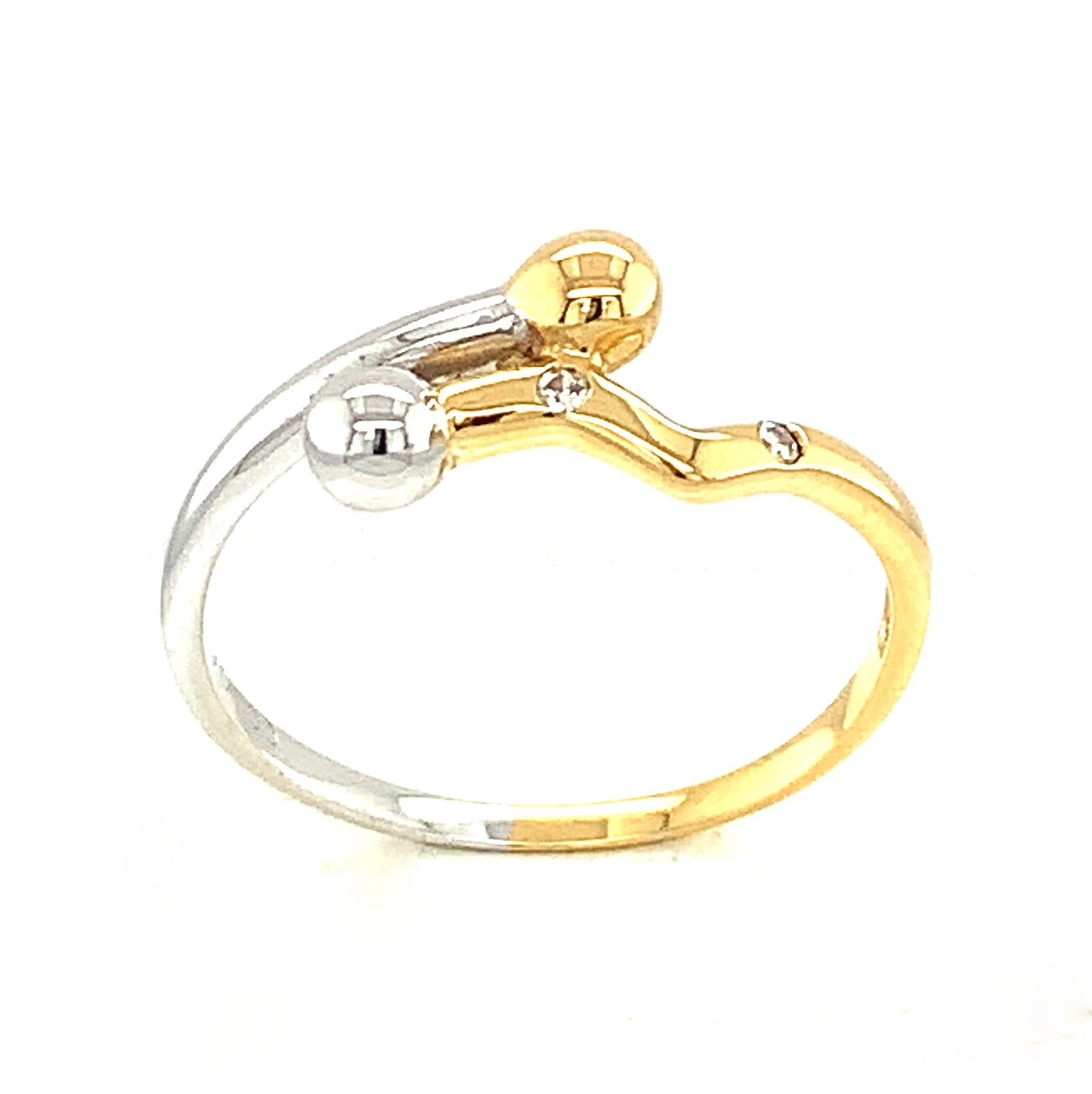 18ct Two Tone Diamond Wave Ring