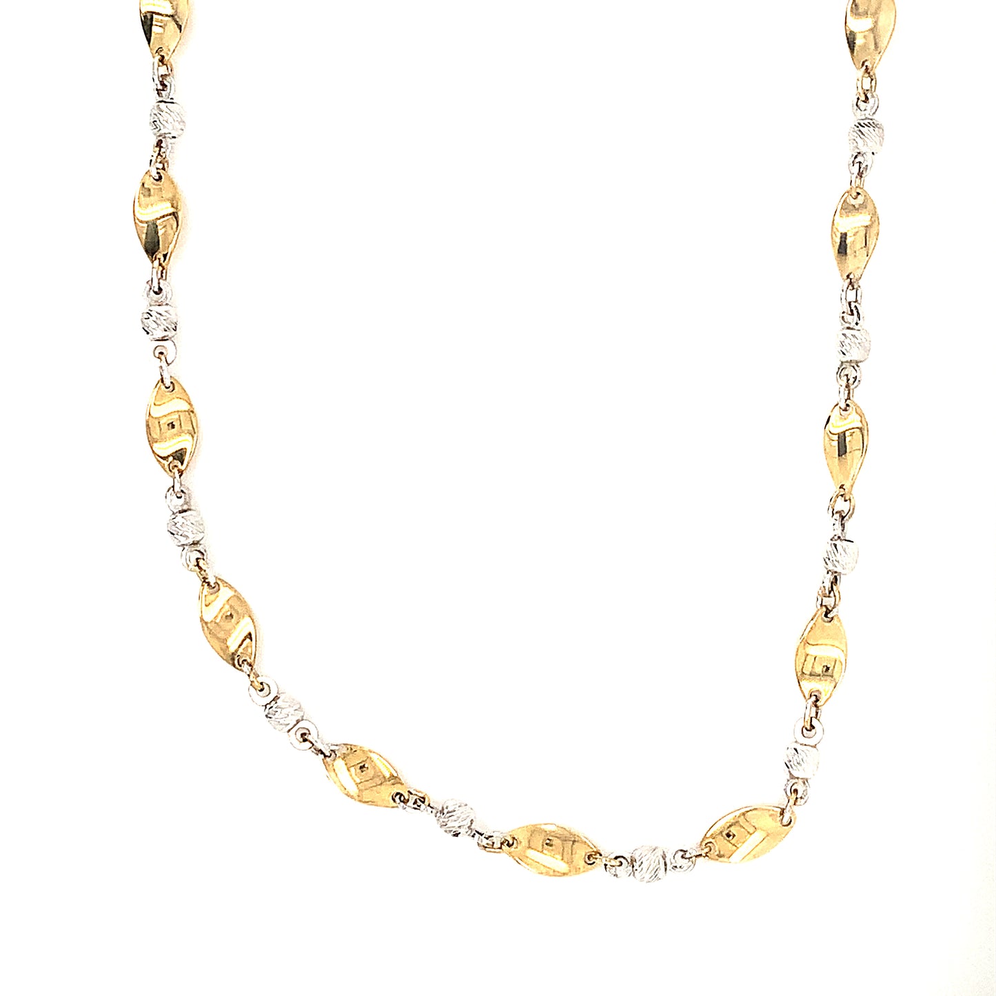 9ct Two Colour Ball And Twist Necklet