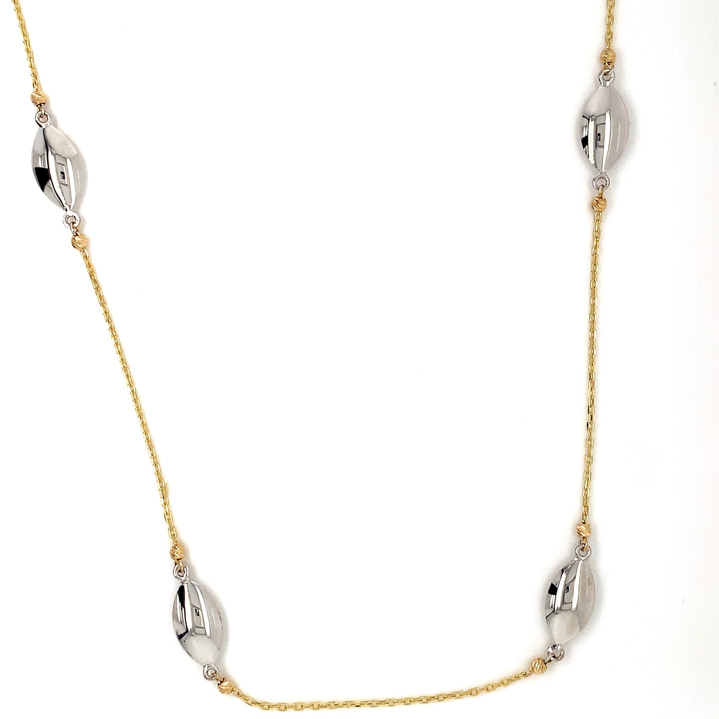 9ct Two Colour Ball Link Necklet