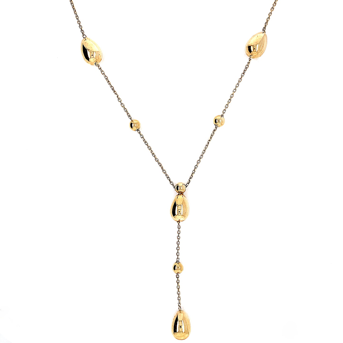 9ct Oval And Round Ball Link Necklet