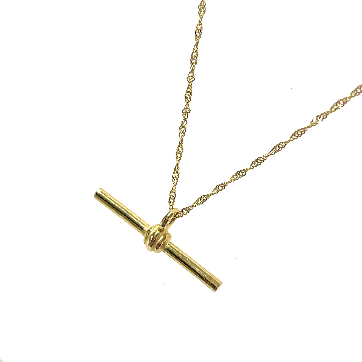 9ct Gold T-Bar And Diamond Cut Twist Chain