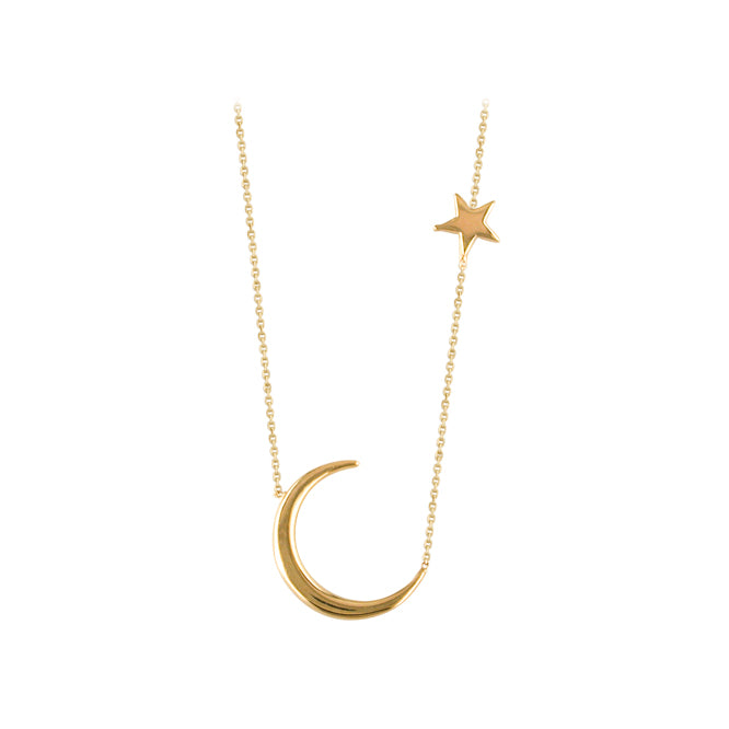 9ct Gold Moon And Star Necklet