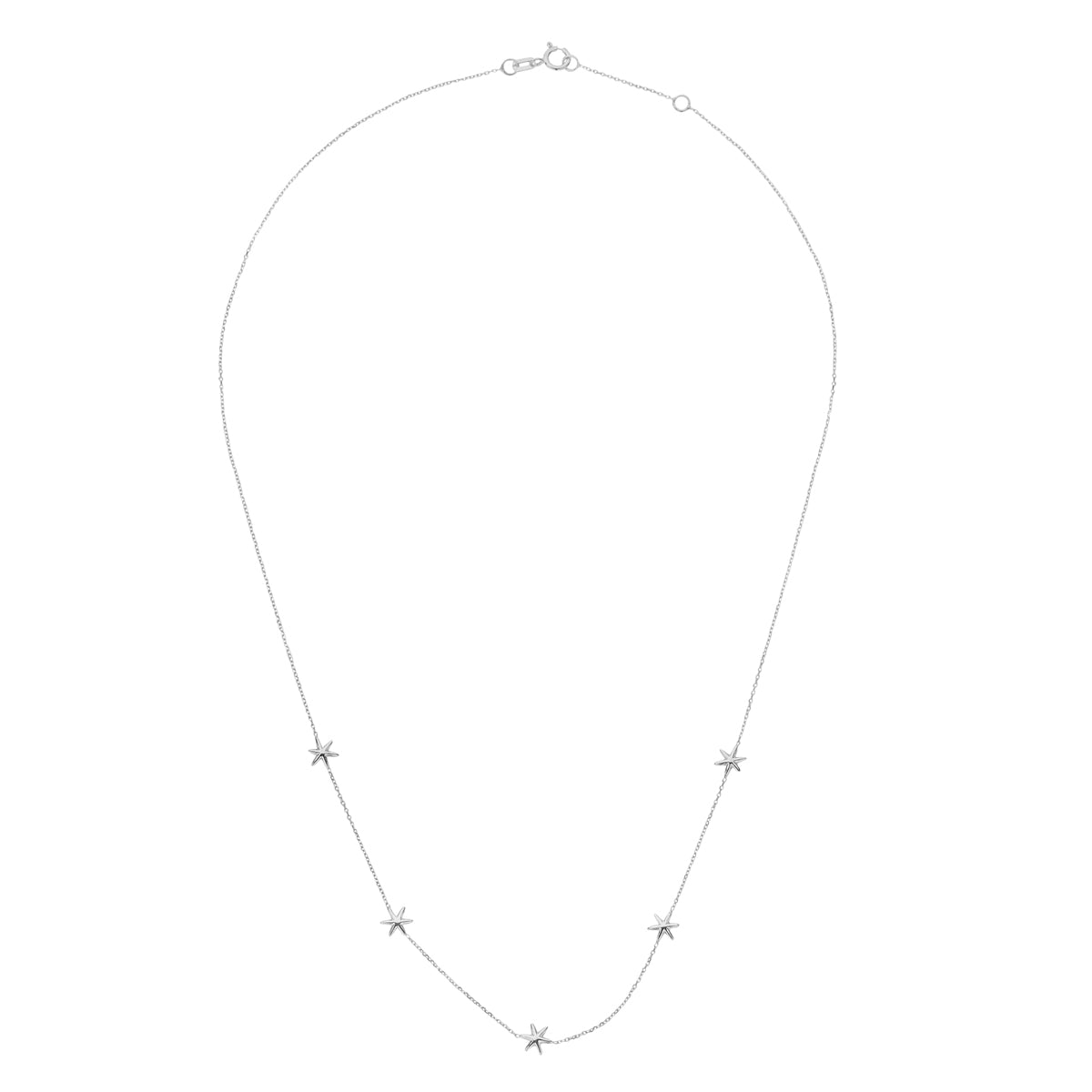 9ct White Gold Five Star Necklet