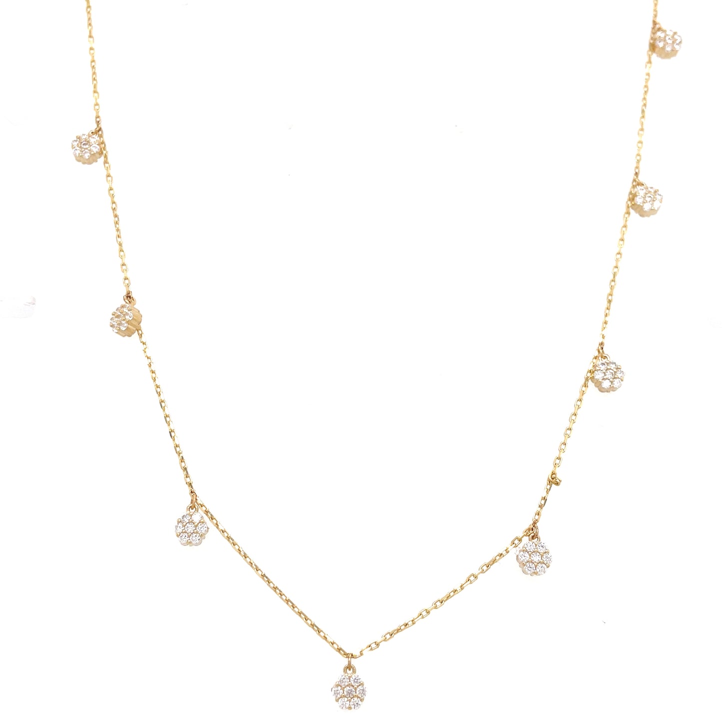 9ct Cubic Zirconia Scatter Flower Necklet