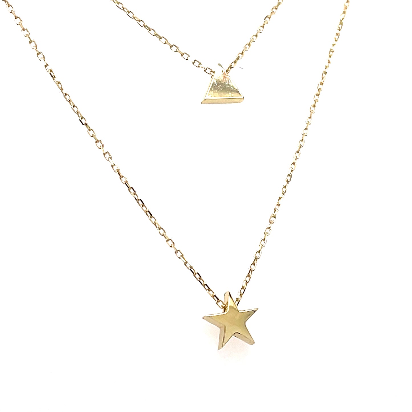 9ct Triangle And Star Graduated Necklet