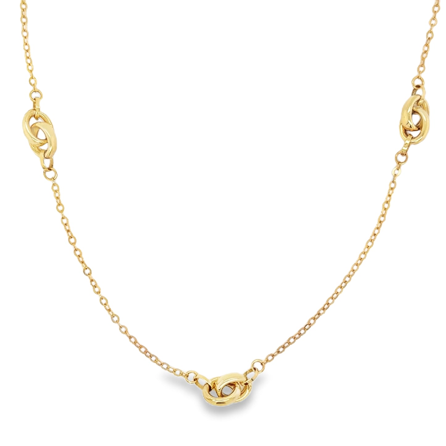 9ct Necklet With Scattered Double Interwoven Links