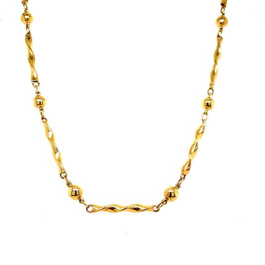 9ct Gold Necklet With Twisted Link And Ball