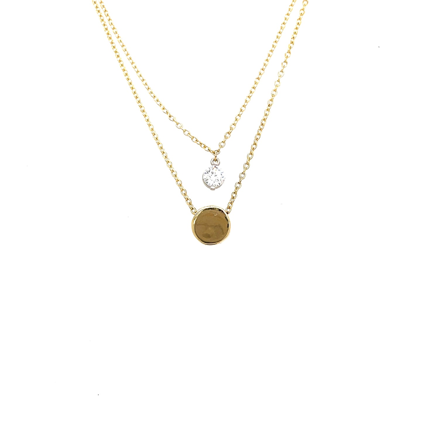 9ct 2 Row Round Slider Cubic Zirconia Necklet