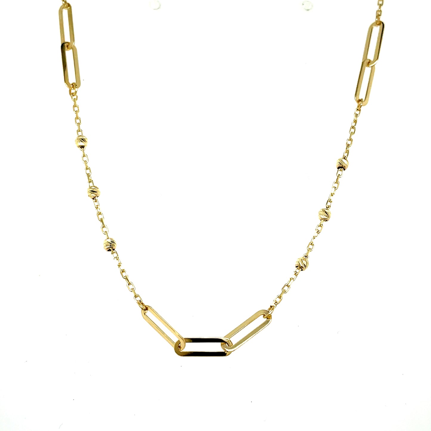 9ct Open Paperlink Beaded Necklet