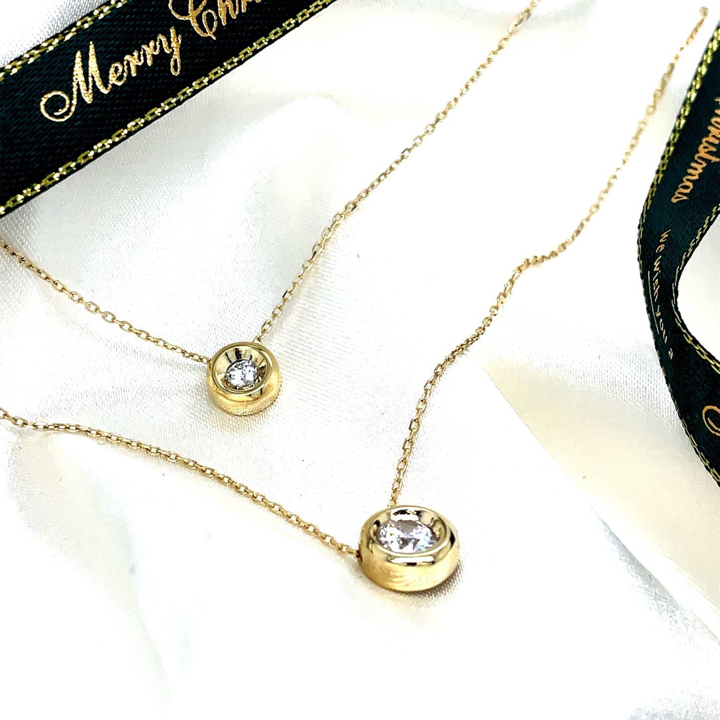9ct Cubic Zirconia Rubover Layer Necklet