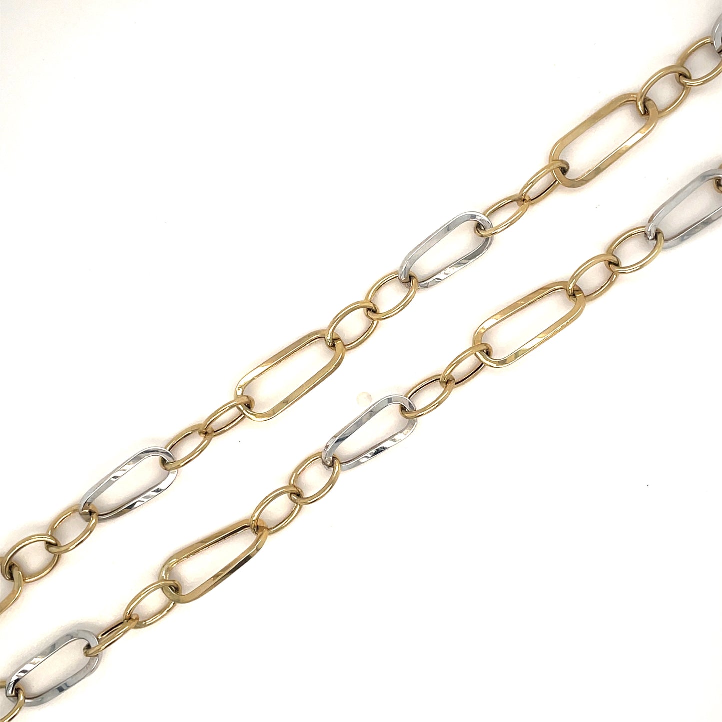 9ct Two Tone Open Oval Link Bracelet