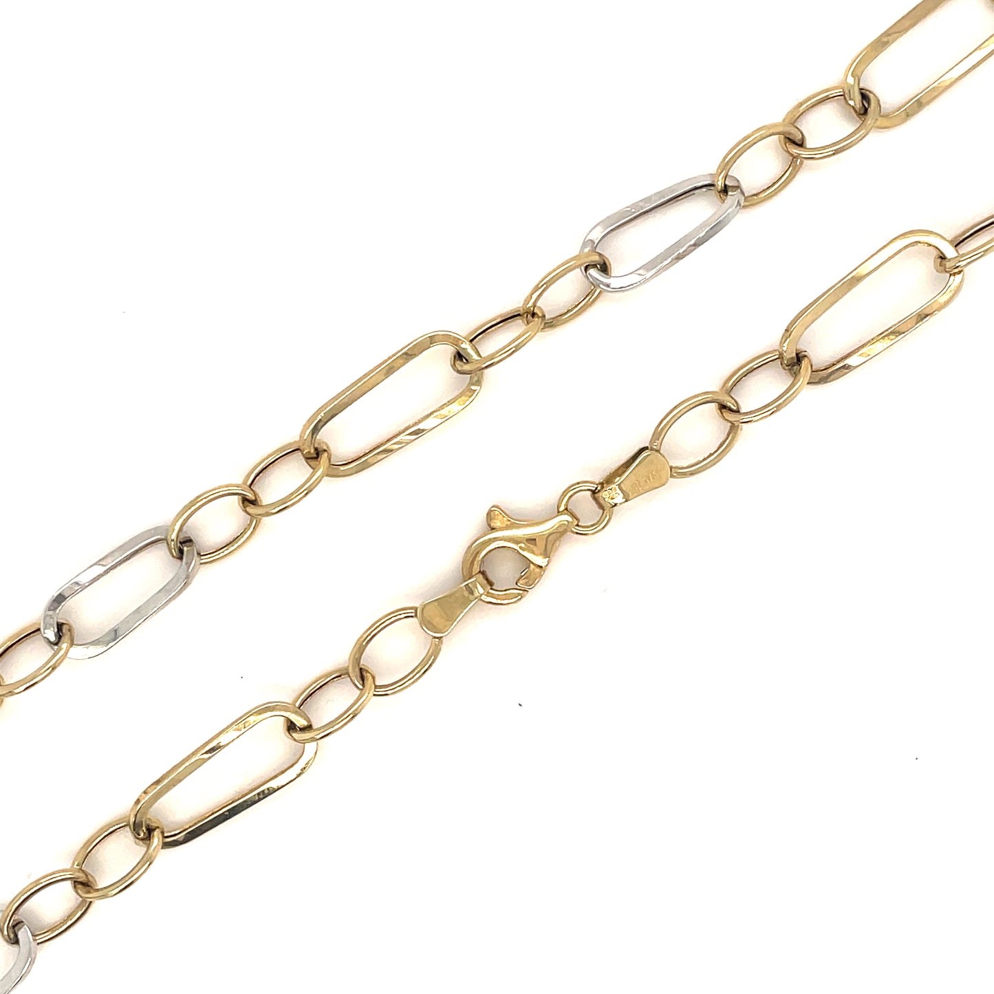 9ct Two Tone Open Oval Link Bracelet