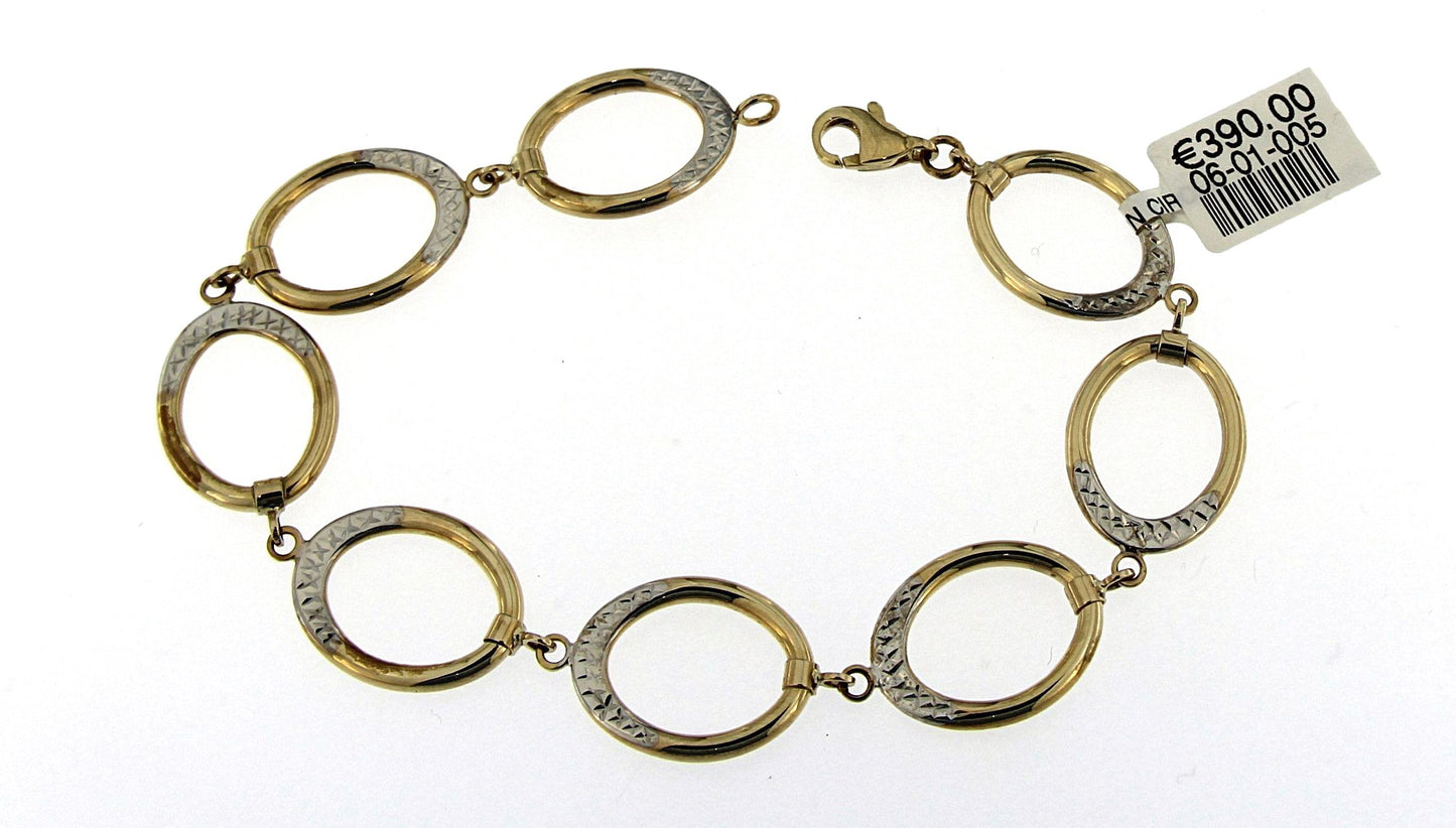 9ct Two Tone Gold Open Circle Bracelet