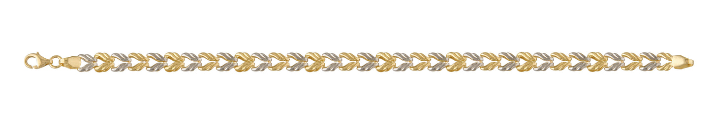 9ct White And Yellow Gold Fancy Tulip Link Bracelet