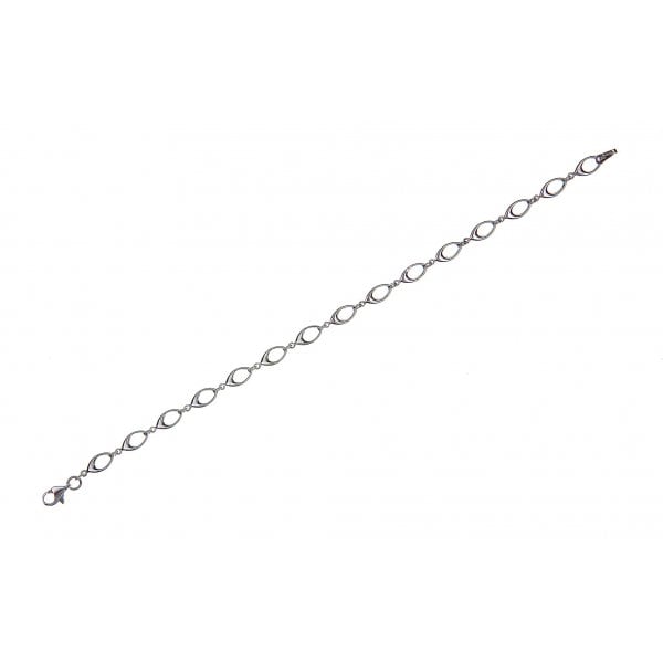 9ct White Gold Open Oval Bracelet