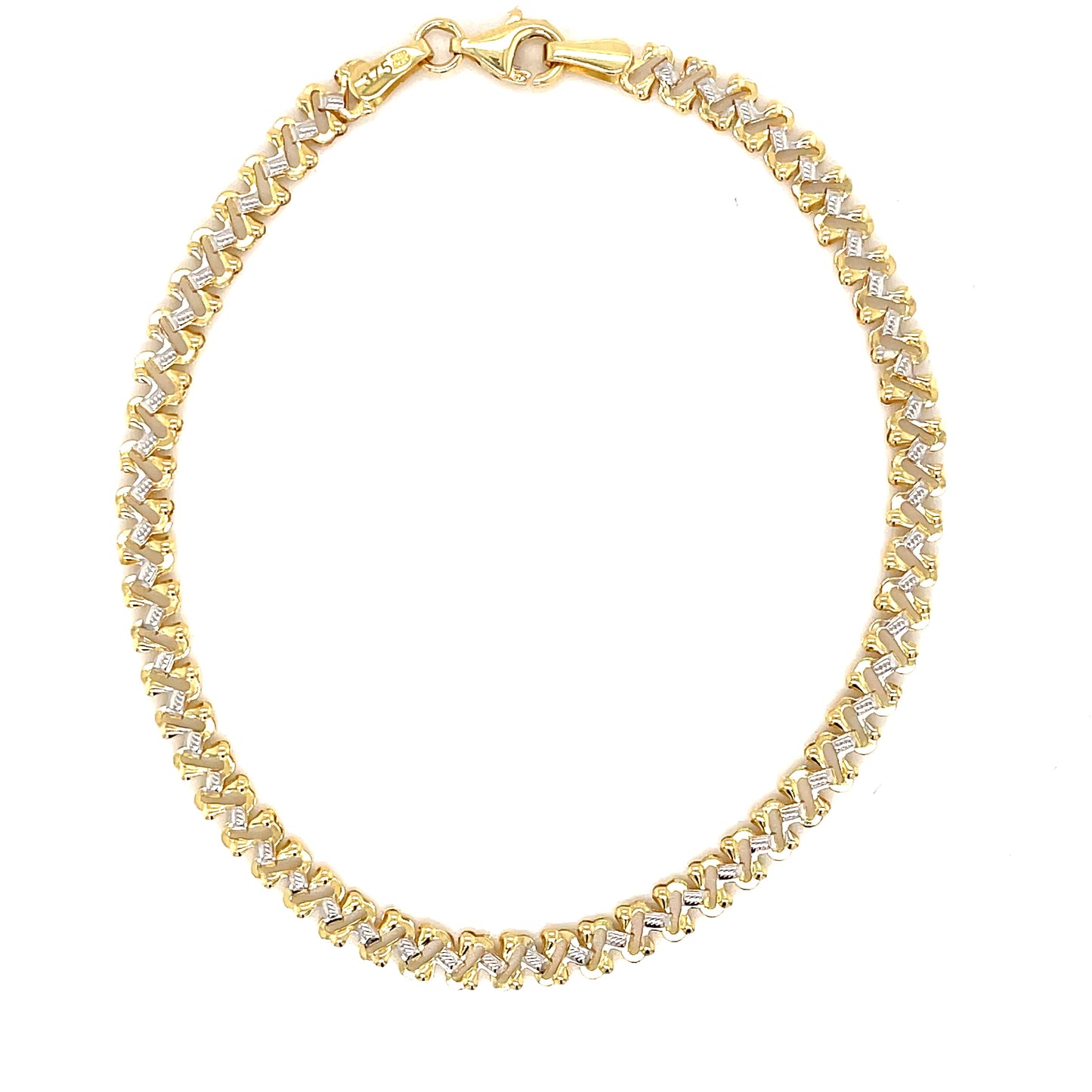 9ct Yellow And White Gold Fancy Link Bracelet