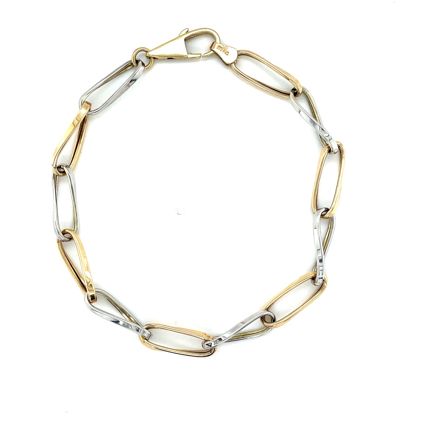 9ct Yellow And White Gold Oval Link Bracelet