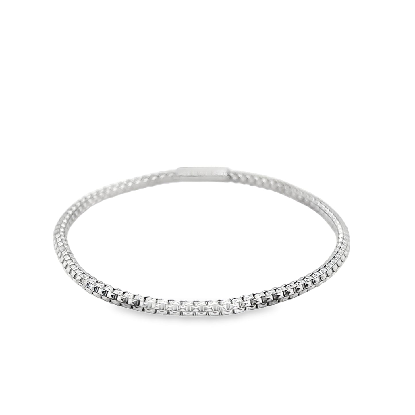 9ct White Gold Popcorn Link Elasticated Bracelet