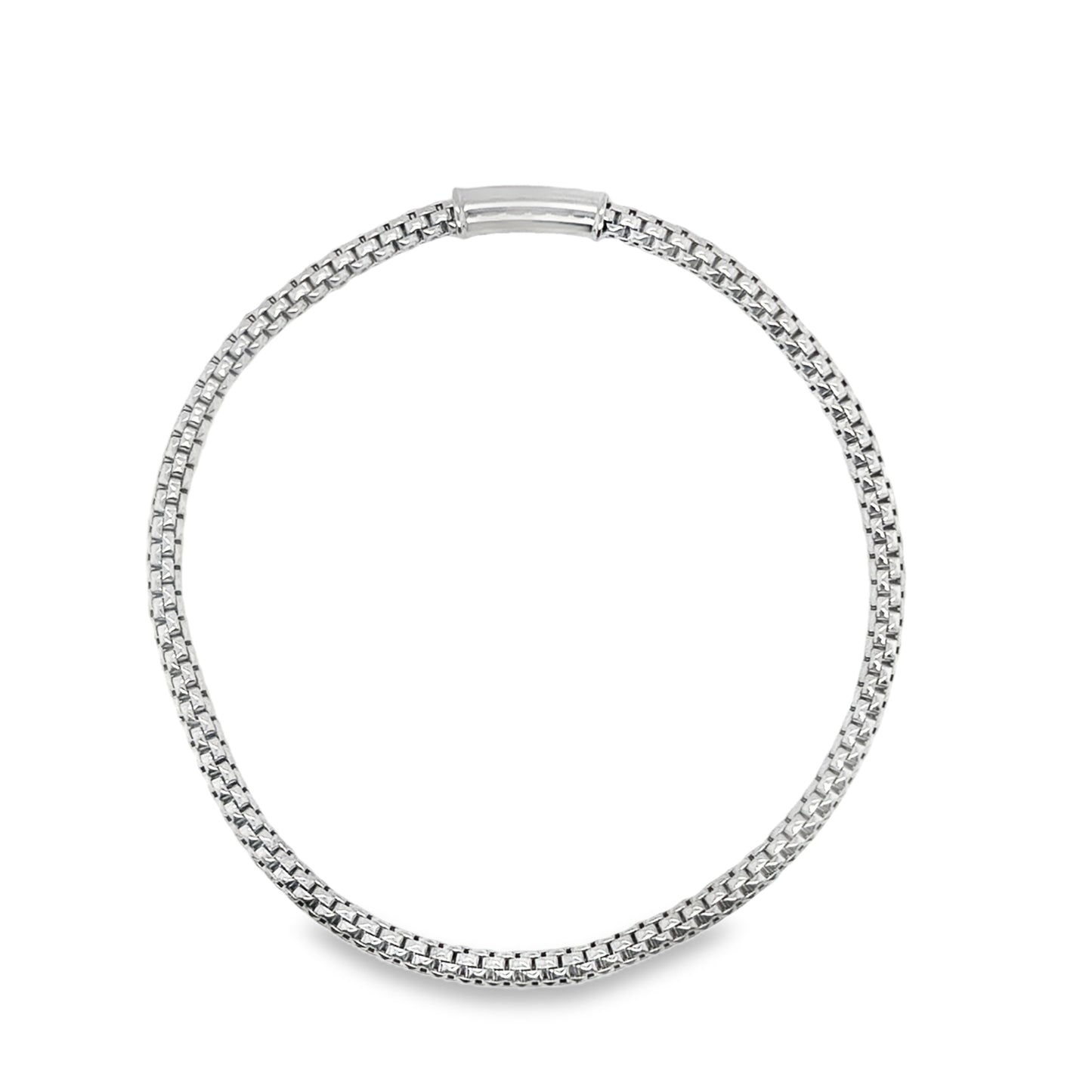 9ct White Gold Popcorn Link Elasticated Bracelet