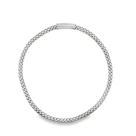 9ct White Gold Popcorn Link Elasticated Bracelet