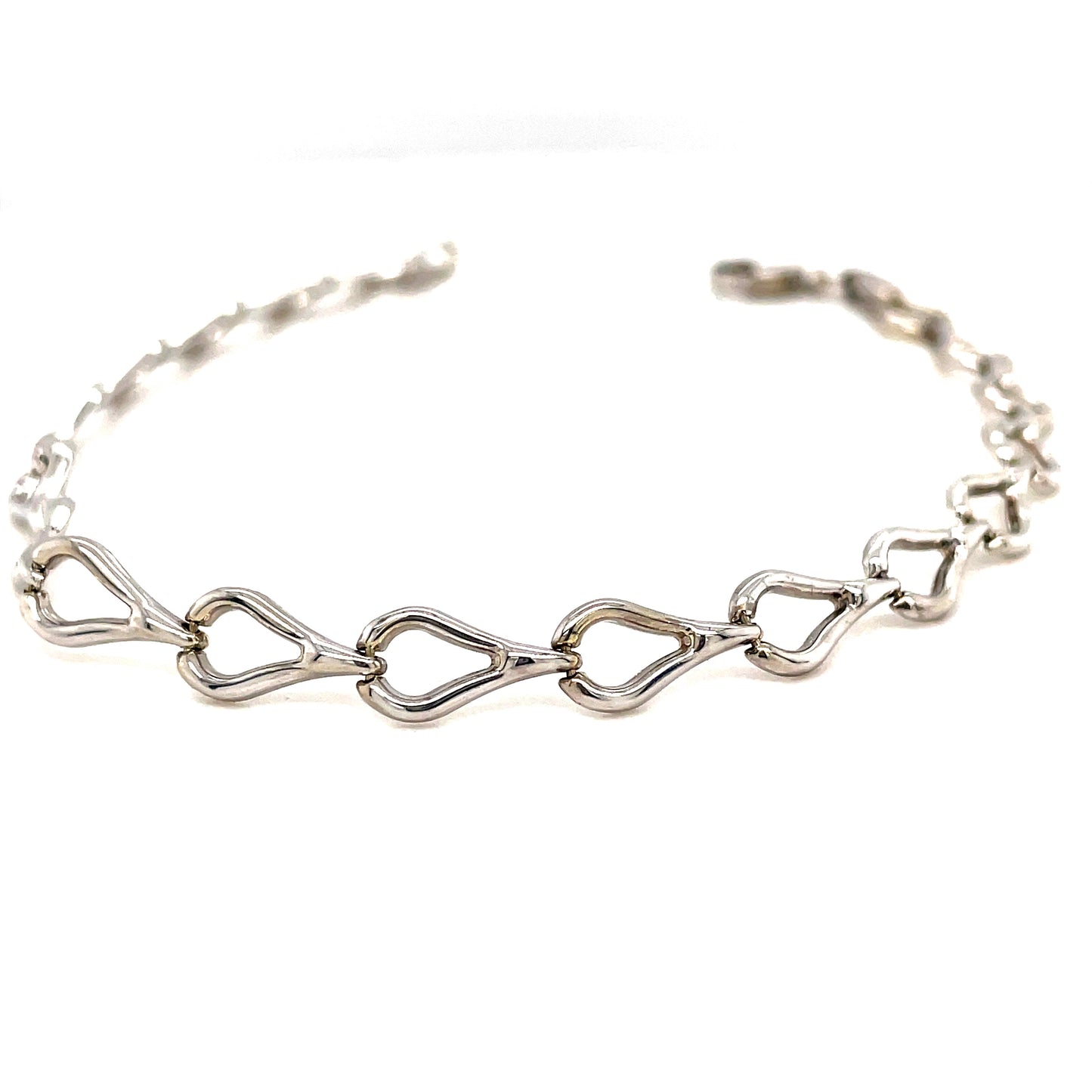 9ct White Gold Open Tear Drop Bracelet