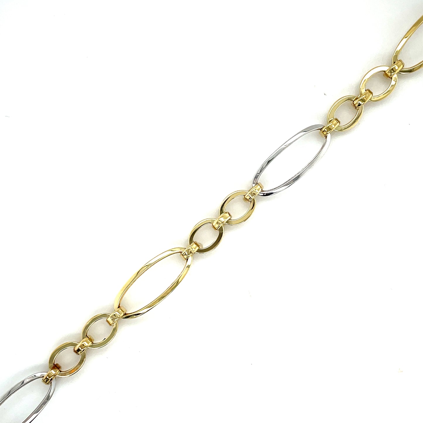 9ct Two Tone Long Oval Link Bracelet