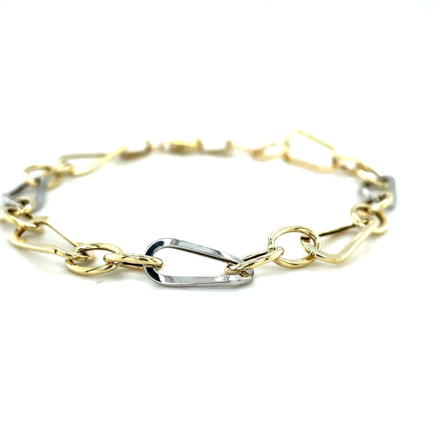9ct Two Tone Open Oval Link Bracelet