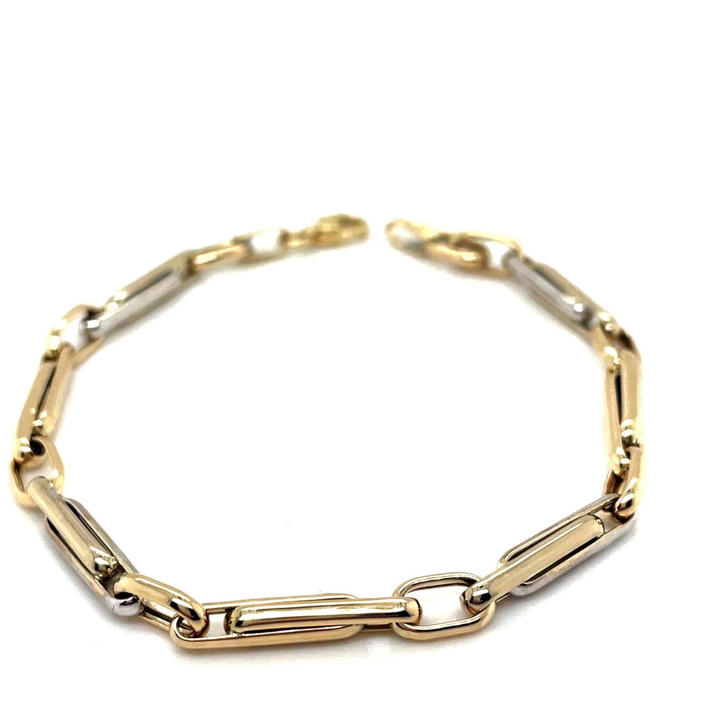 9ct Two Tone Long Oval Link Bracelet
