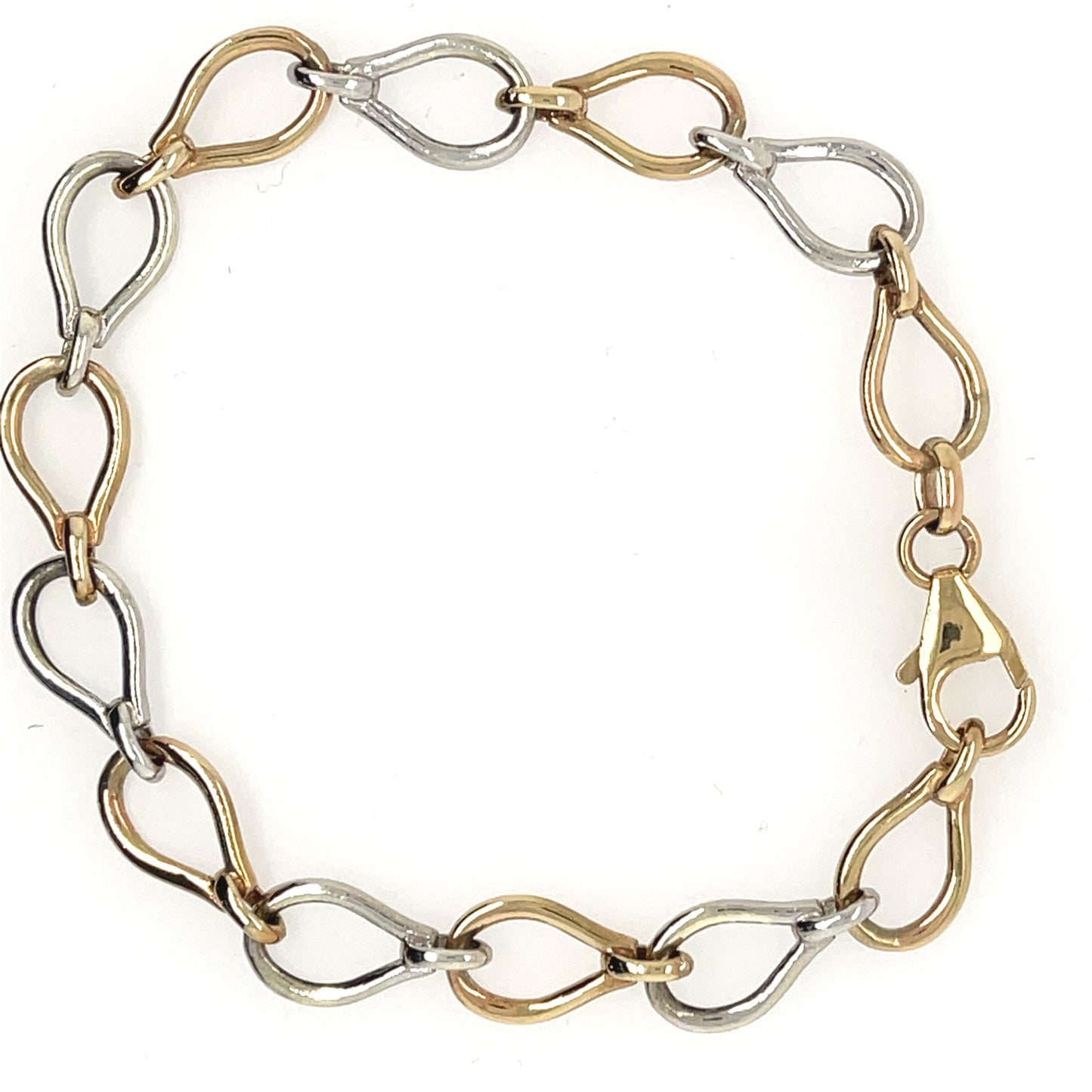 9ct Two Tone Open Oval Link Bracelet