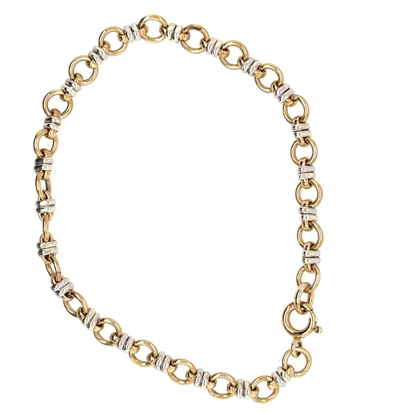 9ct 2 Colour Round Fancy Link Bracelet