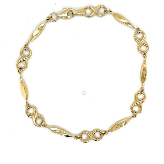 9ct Yellow Gold Infinity Bracelet