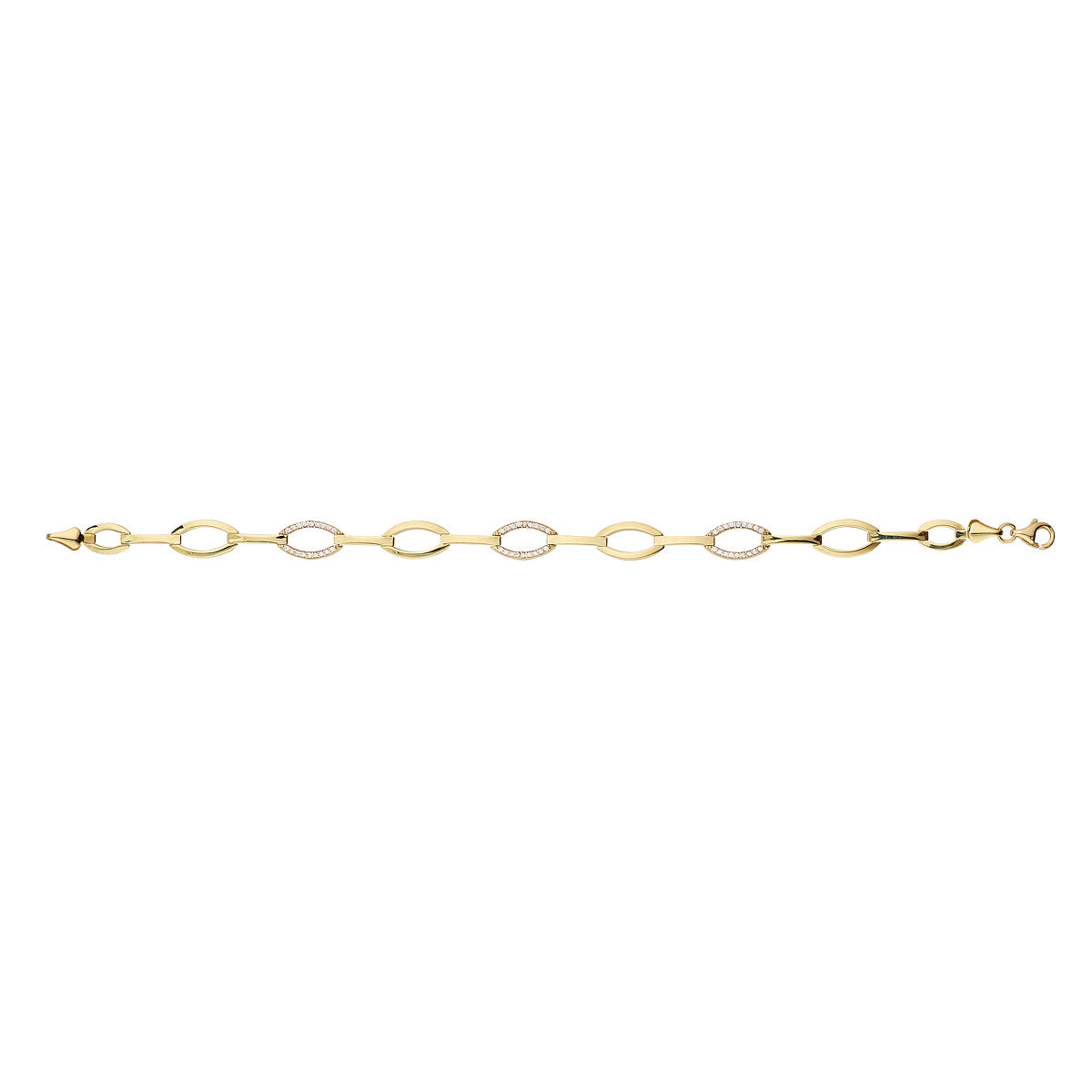 9ct Gold Cubic Zirconia Open Oval Link Bracelet