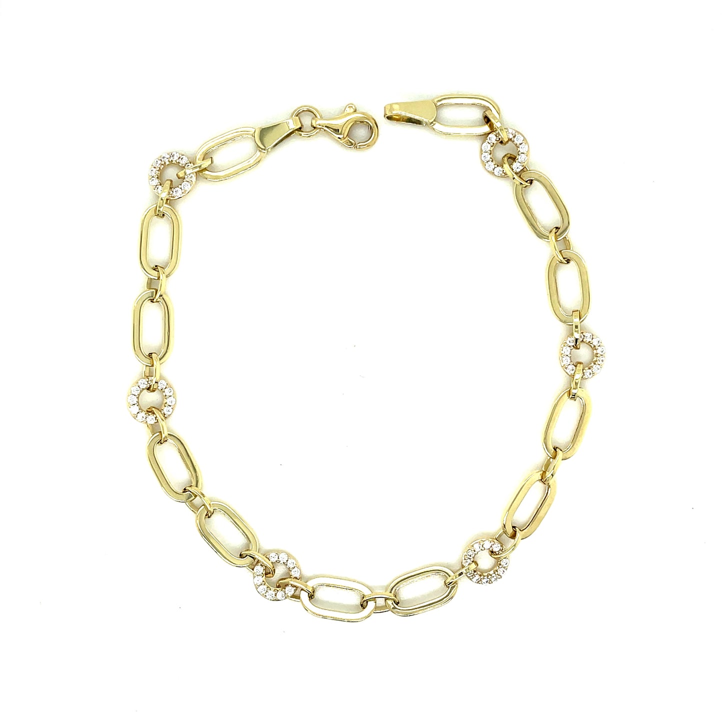 9ct Cubic Zirconia Round And Long Link Bracelet